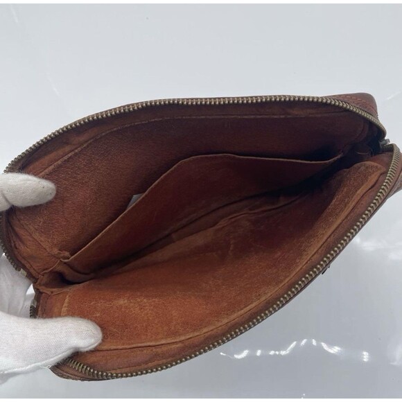 Louis Vuitton Pochette Sport Clutch Hand Bag LV Monogram Leather Brown Vintage - Picture 7 of 11
